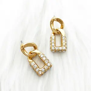New fashion geometric electroplated jewelry with diamond stud earrings for women