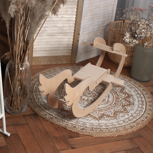 Jouets cheval à bascule en contreplaqué pour enfants, cheval en bois <span class=keywords><strong>Montessori</strong></span> enfants aire de jeu en bois Animal cheval <span class=keywords><strong>chaise</strong></span> - Product Image 5