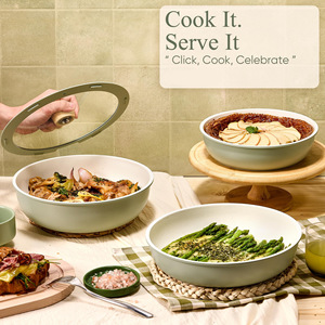 <b>Ceramic</b> Cookware Set 8-10 Inch Frying <b>Pan</b> Saucepan Detachable Handle Non-Stick Kitchen Cooking Set - Product Image 2