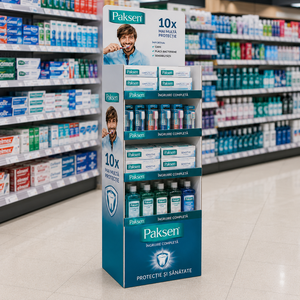 Freestanding Corrugated POP Floor Display for Mouthwash & Toothpaste, Custom Printed for Supermarket <b>Checkout</b> <b>Counters</b> - Product Image 3