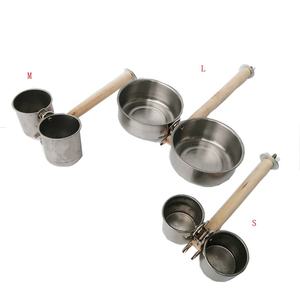 Kuş levrek ile besleyici bardaklar kaseler paslanmaz çelik ile kokusuz tutucu askı dışında dayanıklı su gıda dağıtıcı - Product Image 6