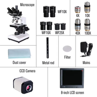 SCIEDU 40X-2500X Digital CCD Camera 8-inch LCD Screen Education Industrial Inspection Trinocular Compound Biological Microscope