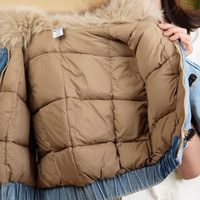 Giacca Invernale per Bambini in Denim Imbottito di Cotone, Foderata in Pile, con Zip, Giacche Invernali per Bambini