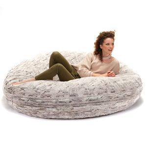 DB Jaxx 6 Foot Cocoon Silver Fox Bean Bag Chair para adultos Premium Luxe Faux Fur Cotton Filled Bean Bag Sofás - Product Image 3