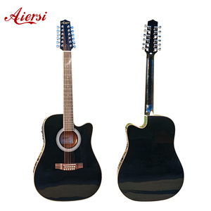 Guitarra Acústica Eléctrica <span class=keywords><strong>de</strong></span> <span class=keywords><strong>12</strong></span> <span class=keywords><strong>Cuerdas</strong></span>, Negra Brillante, <span class=keywords><strong>de</strong></span> 41 Pulgadas, con Logotipo Personalizado, Precio Económico <span class=keywords><strong>de</strong></span> Fábrica en China, Instrumento Musical Folk Dreadnought - Product Image 2
