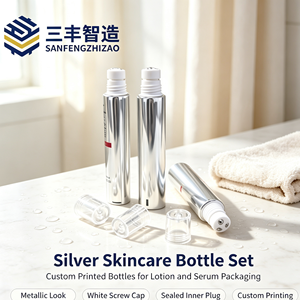 Silver Metallic Squeeze Tube with Roller Ball Applicator Cap for Hair Growth Serum - Product Image 1