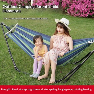 Adults Foldable Iron Frame Outdoor Camping Hiking Hammock <b>Stand</b> 200kg Capacity Cloth Material Extra Thick <b>Hanging</b> <b>Chair</b> Support - Product Image 2