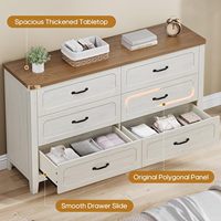 Commode rustique de style farmhouse à 6 tiroirs extra-larges en bois avec poignées métalliques, meuble TV de 54 pouces pour chambre à coucher et salon