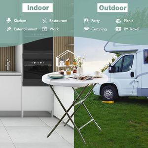 Mesa de comedor plegable de HDPE de 32 pulgadas de diámetro redondo resistente para cocina restaurante <span class=keywords><strong>Bistro</strong></span> eventos al aire libre fiesta Camping - Product Image 1