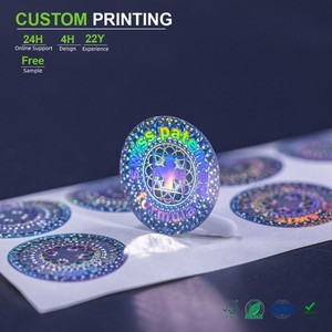 Étiquette adhésive personnalisée avec logo, arc-en-ciel holographique 3D, iridescente, écologique, imperméable, sécurisée, vente en gros, professionnelle, de qualité supérieure - Product Image 1