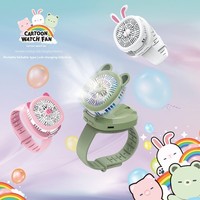 Jam Tangan Kartun Baru Tiga Kipas Angin Lampu USB Pengisian Daya Kreatif Mini untuk Pelajar Baterai Internal Motor Brushless Hadiah Lintas Negara