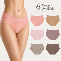 Ensemble de six pièces de sous-vêtements respirants, culottes taille moyenne couleur unie en soie glacée, sans couture et invisibles