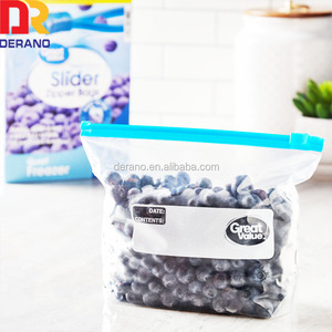 Custom Clear Reusable Gallon Food Storage Zipper LDPE Plastic Saddle Slider Ziplock Freezer <b>Bags</b> - Product Image 6