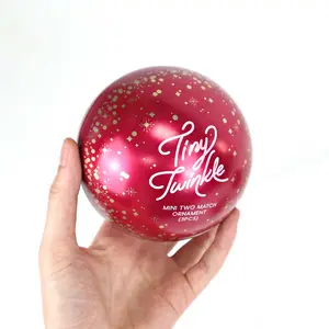 Bola de vacaciones de Navidad, caja de lata de metal, esfera de estaño, forma de bola, lata de Metal