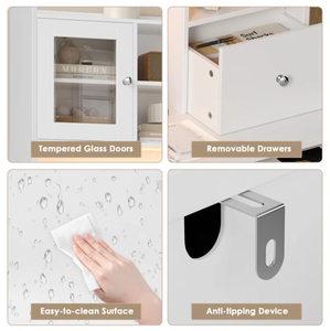 โต๊ะคอมพิวเตอร์ไม้สีขาว47.2พร้อมไฟ LED และประตูกระจก - Product Image 5