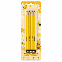 Crayons graphite géants FLOWood, lot de 4, corps épais, crayons hexagonaux, non toxiques, faciles à aiguiser, crayons d'écriture et de dessin pour enfants