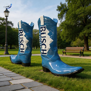 Colorful Hand-Painted Fiberglass Boot Sculpture-Artistic Home Decoration & Garden Folk Art with Sea Theme - Product Image 3