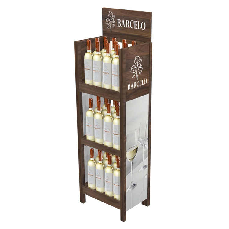Customized Double Sided Solidwood Material Display Stand for Tequila Wooden Wine Side Brander for Grocery — view 4