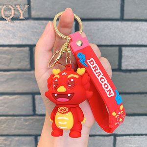 QY mignon personnage de dessin animé porte-clés personnalisé 3D souple PVC caoutchouc Silicone porte-clés voiture sac charme - Product Image 4