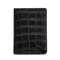 Dompet kartu kredit kulit buaya pria, dompet paspor minimalis lipat ganda, tempat kartu kredit ramping dengan Logo kustom untuk pria