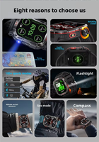 Reloj Inteligente Deportivo con Pantalla IPS y Carcasa de Aleación, Linterna, Luz Azul, Monitor de Altitud, Frecuencia Cardíaca, Llamadas, Mensajes y Rastreador de Actividad Física