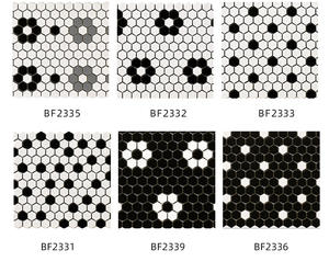 270*310mm petite mosaïque hexagonale mur en céramique salle de bain piscine <span class=keywords><strong>carreaux</strong></span> de mosaïque noir et blanc <span class=keywords><strong>carreaux</strong></span> hexagonaux <span class=keywords><strong>carreaux</strong></span> de piscine - Product Image 6