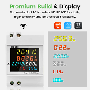 Monitor de CA 6 en 1 Tuya para riel DIN, 110V 220V 380V 100A, Medidor de Voltaje, Corriente, Factor de Potencia, Energía Activa (KWH) y Frecuencia (AMP) - Product Image 3
