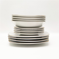 Service de table américain, 12 pièces, service de table en porcelaine blanche