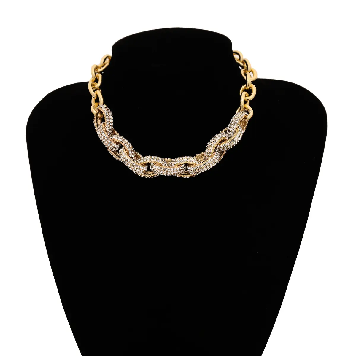 N069a colar feminino, colar grosso com corrente, versátil, de metal