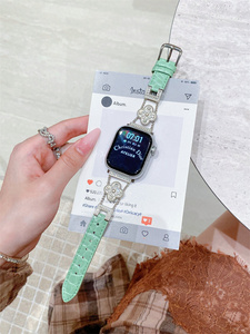 <span class=keywords><strong>Bracelet</strong></span> de montre <span class=keywords><strong>milanais</strong></span> en acier inoxydable Lucky avec diamants pour <span class=keywords><strong>Apple</strong></span> <span class=keywords><strong>Watch</strong></span> 49 46 44 42 40 mm, <span class=keywords><strong>bracelet</strong></span> de poignet en cuir avec boîtier Trifolium - Product Image 5