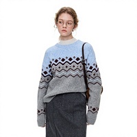 Pull en laine mélangée pour femme VEGA CHANG, nouveau modèle d'hiver, motif jacquard à blocs de couleur, haut avec accessoire sac à dos