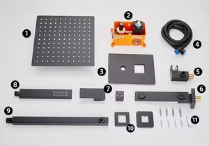 Ensemble <span class=keywords><strong>de</strong></span> Douche Mural Encastré <span class=keywords><strong>de</strong></span> Luxe Nordique Moderne et Minimaliste, <span class=keywords><strong>Colonne</strong></span> <span class=keywords><strong>de</strong></span> Douche Mitigeur en Laiton Noir Mat <span class=keywords><strong>de</strong></span> 10 Pouces pour <span class=keywords><strong>Salle</strong></span> <span class=keywords><strong>de</strong></span> <span class=keywords><strong>Bain</strong></span> - Product Image 6