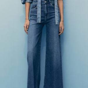 กางเกงยีนส์ทรงตรงแฟชั่นสุดชิค รุ่นใหม่ล่าสุด เอวสูง ผ้าฝ้าย 100% สำหรับผู้หญิง - Product Image 4