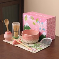 Kit d'accessoires pour mélangeur de matcha, ensemble de bols à matcha en céramique, fouet à matcha Chasen, ensemble de matcha transparent