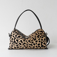 Sac Boston Mini Vintage Femme en Cuir Véritable Imprimé Léopard, Sac à Main Décontracté à Poignée Supérieure et Bandoulière, OEM ODM