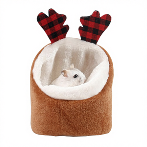 ABLAZEZAI 면 경량 햄스터 침대 미니 소형 동물 부드럽고 따뜻한 손세탁 가능 둥지 소파 침대 쥐 케이지 액세서리 (브라운) - Product Image 1
