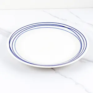 Vintage-Stijl Ronde Witte Dinerplaat Hittebestendig Antislip Kleurloos Onbreekbaar Melamine Serviesgoed