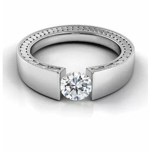 Anello da Donna F284 in Oro Bianco con Diamante Taglio Brillante Rotondo Colore D Naturale Stile Classico per Fidanzamento - Product Image 1