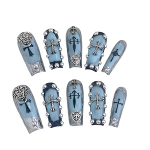 Uñas Postizas Hechas a Mano Estilo Y2K para Chicas Modernas, Diseño <span class=keywords><strong>Dulce</strong></span> y Genial con Corazón Abigail - Product Image 5