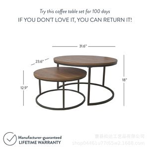 Round coffee <b>table</b>, simple retro style, mother and child round coffee <b>table</b>, wrought iron coffee <b>table</b>, household telescopic - Product Image 4