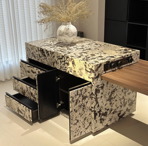 Ensemble de salle à manger de luxe personnalisé en bois de manguier massif avec tête de lit, tables et chaises modernes pour la conception d'intérieur commercial - Product Image 2