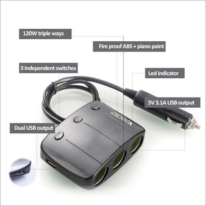 Kép USB tự động thiết bị điện tử xe Thuốc lá nhẹ hơn ổ cắm được xây dựng trong cầu chì sạc adapter cắm với chuyển đổi độc lập sạc nhanh - Product Image 3