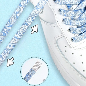 Lacets élastiques à motif floral 8 mm plats imprimés sans nœud pour baskets de sport, ajustement confortable, faciles à enfiler, accessoires de chaussures décontractées - Product Image 3