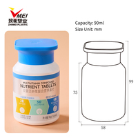Bouteille PET portable de 90 ml avec un design sérigraphié sécurisé pour organiser les capsules de compléments alimentaires multivitaminés Chine