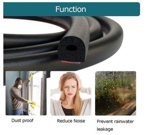 Self-<strong>Adhesive</strong> D <strong>Shape</strong> EPDM <strong>Foam</strong> Rubber <strong>Seal</strong> - Ideal for Boats, Autos, RVs, Marine, Garage Doors &amp; Windows - Product Image 5