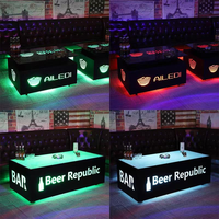 Muebles de Bar Modernos para Discotecas, KTV, Club Nocturno, Mesa Cubo LED, Muebles de Salón para Hookah, Juego de Sofás, Mesa Central