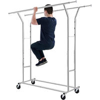 Porte-vêtements double rail robuste, capacité de charge de 400 lb, porte-vêtements roulant pour suspendre les vêtements, porte-vêtements commercial