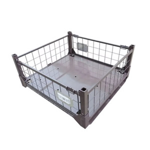 Euro tùy chỉnh wlded kho sơn tĩnh điện đóng mở <span class=keywords><strong>Stackable</strong></span> hậu cần cứng nhắc thép dây kim loại lưới lưu trữ Pallet lồng - Product Image 1