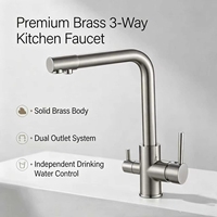 Robinet de cuisine 3 voies pour eau pure, eau froide et chaude, pivotant, pour évier de cuisine - Approvisionnement direct usine