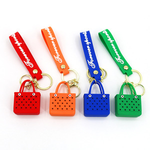 Fashionable 3D UV Printed EVA Beach Hole Cute Cartoon Pendant Carabiner Made of PVC Rubber and Metal Keychains